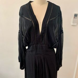 NWT IRO Black Bompana pleated polka-dot georgette mini dress.